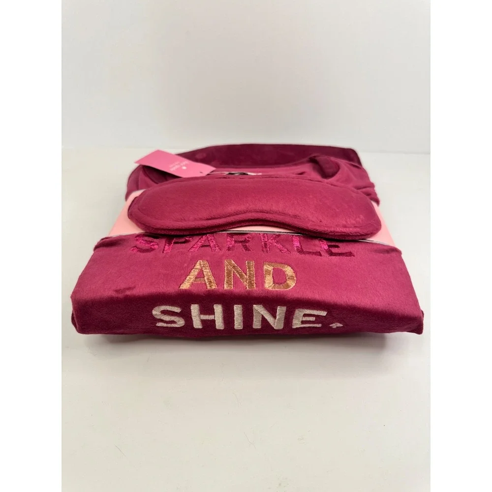 Kate Spade New York Sparkle and Shine Burgundy Plush Jogger Pajama Set‎ SZ S NWT
